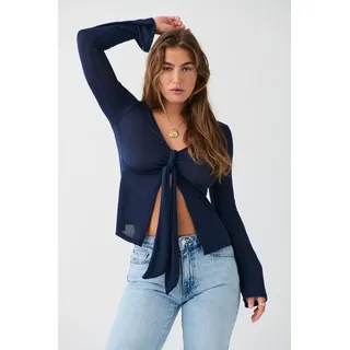 Tie front long sleeve top