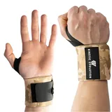 KINETIC EVOLUTION Sport Handgelenkbandagen [1 Paar] Wrist Wraps. Ideal für Bodybuilding, Fitness, Gewichtheben, CrossFit, Powerlifting, Training (Sand Camouflage)