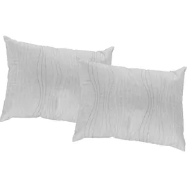 Wirth Dekokissen Riccia, Kissenhülle ohne Füllung, 2 Stück silberfarben|weiß 40 cm x 40 cm