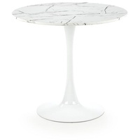 OXM Kleiner runder Tisch für Wohn- und Esszimmer Denver Weißer Marmor 73 cm