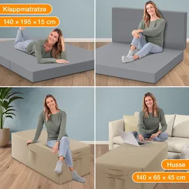 eloneo Klappmatratze 140 x 195 x 15 cm Polyester