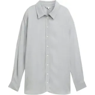 Tom Tailor Denim cozy long shirt, Cement Grey Mélange - M