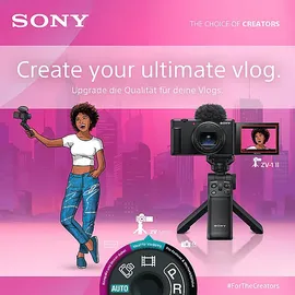 Sony ZV-1 II Vlog Digitalkamera Schwarz, 2.7x opt. Zoom, Xtra Fine Selfie-Touchdisplay, WLAN
