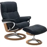 Stressless Stressless® Relaxsessel »Mayfair«, (Set, Relaxsessel mit Hocker), mit Hocker, mit Signature Base, Größe S, M & L, Gestell Eiche blau