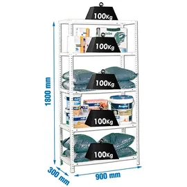 Simon Rack SimonRack Metallregal mit Schrauben 1800x900x300 mm, - White - One Size