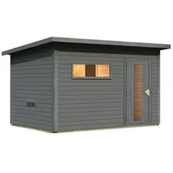 Karibu Gartensauna Saunahaus Hytti 6 terragrau Energiesparende Saunatür Ohne Ofen