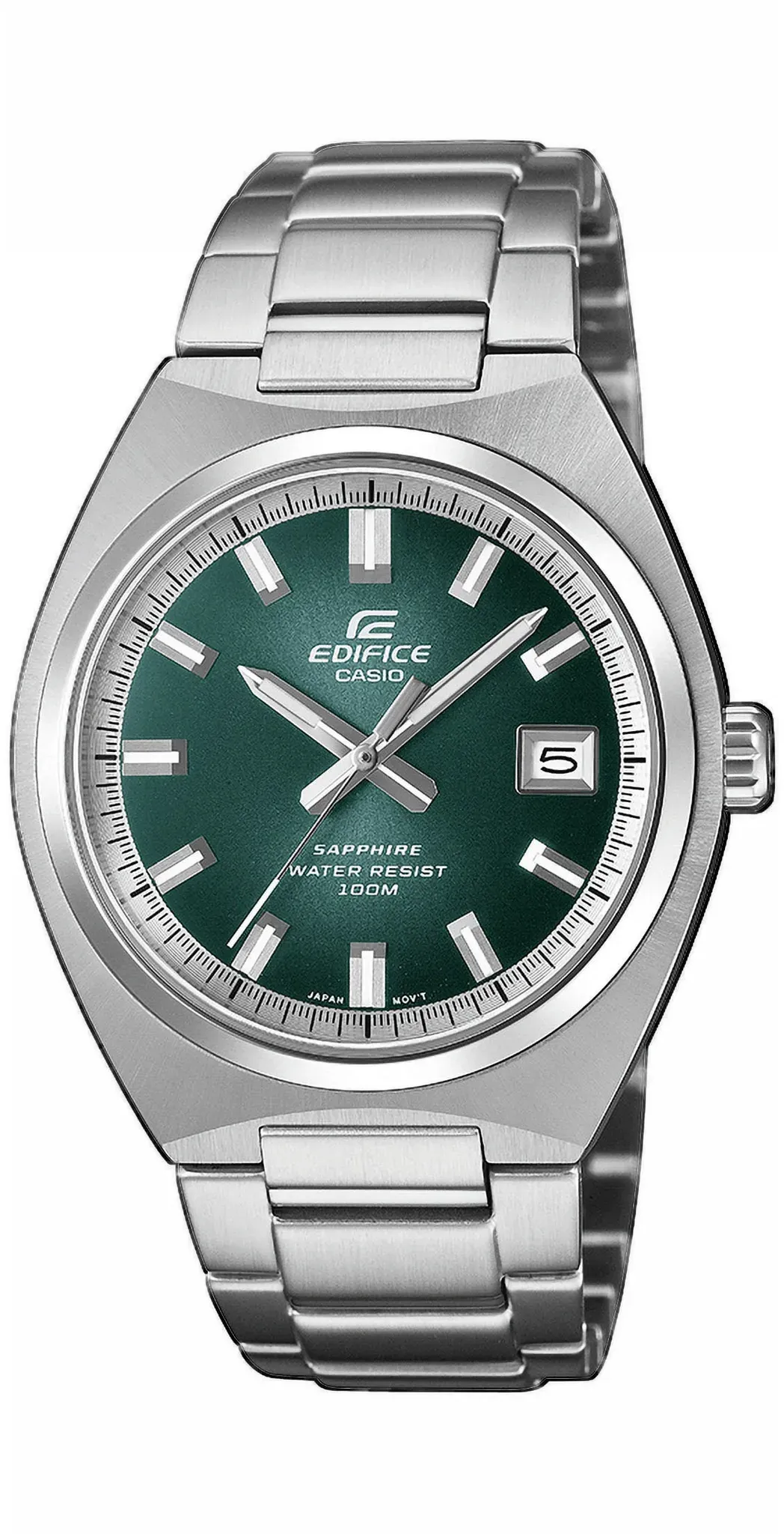 Quarzuhr CASIO EDIFICE, edelstahlfarben, petrol, Armbanduhren, Herren, Quarzuhr, Armbanduhr, Herrenuhr, Edelstahlarmband, analog, Tag, Neo-Display