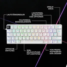 Logitech G PRO X 60 LIGHTSPEED, Gaming Tastatur, Mechanisch, Sonstiges, kabellos, White