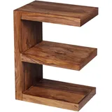 Wohnling Beistelltisch Mumbai Massivholz Sheesham E Cube 60cm hoch Wohnzimmer-Tisch Design braun