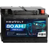 HeyVolt Autobatterie 12V 80Ah Starterbatterie ersetzt 70 75 77 85 100Ah