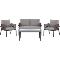 Beliani Lounge Set 4-Sitzer schwarz/burgunderrot