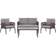 Beliani Lounge Set 4-Sitzer schwarz/burgunderrot
