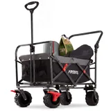 Arebos Bollerwagen faltbar schwarz inkl. 2 Netztaschen
