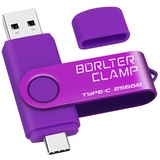 Type C USB Stick 256GB, BorlterClamp 2 in 1 OTG Speicherstick USB 3.0 Doppelanschluss USB C Flash-Laufwerk für Android Smartphone Samsung S10/S9/S8, Huawei, Tablets und Computer (Lila)