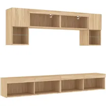 vidaXL 6-tlg. Wohnwand mit LED-Beleuchtung Sonoma-Eiche Holzwerkstoff
