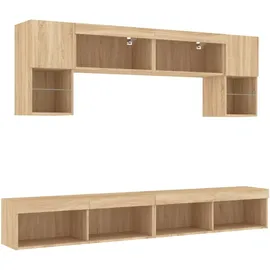 vidaXL 6-tlg. Wohnwand mit LED-Beleuchtung Sonoma-Eiche Holzwerkstoff
