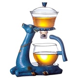 Halbautomatisches Tee-Set, magische Teekanne aus Borosilikatglas, türkische Tropfenkanne, Tee-/Kaffeekanne, hitzebeständige Glas-Teekanne mit Sockel-Wasserkocher