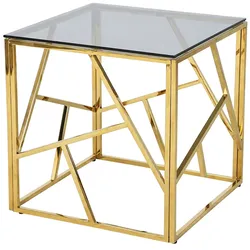 Beistelltisch Gold/Grau 55x55 cm Wohnzimmertisch Couchtisch Sofatisch Dekoration