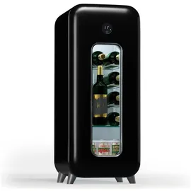 Klarstein Freistehender Weinkühlschrank 15 Flaschen 5 - 20 °C Touch Retro Schwarz