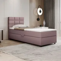 Panda möbel Boxspringbett 90x200, mit Bettkast und Topper Rosa,