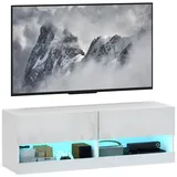 Homcom - Tv Schrank Tv Board Hängend Mit Schubladen 120 x 35 x 40,5 Cm Hochglanzweiß