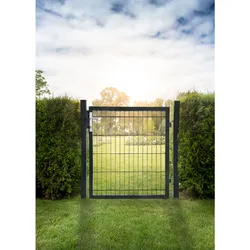 HOME DELUXE Doppelstabmatten Gartentor PORTARIUS anthrazit1,2m