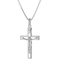 trendor 41402 Halskette mit Kruzifix Kreuz-Anhänger 925 Silber, 45 cm