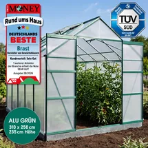 Brast Gewächshaus Aluminium Grün ESG 6 mm 7,75 m2