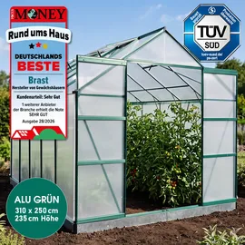 Brast Gewächshaus Aluminium Grün ESG 6 mm 7,75 m2