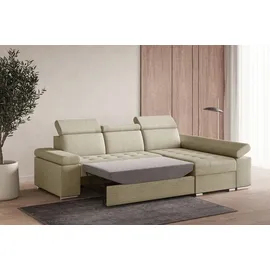 moeblo Ecksofa L mit Schlaffunktion, verstellbaren Kopfstützen & Bettkasten – Modernes Schlafsofa mit Stauraum - Ecksofa Luka L - Beige (Twist 0... - Beige