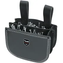 KWB Nageltasche für Dachdecker aus Leder - Praktische Werkzeugtasche mit zwei Fächern und Gürtelschlaufe - Schwarz, doppelt fach