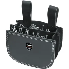 KWB Nageltasche für Dachdecker aus Leder - Praktische Werkzeugtasche mit zwei Fächern und Gürtelschlaufe - Schwarz, doppelt fach