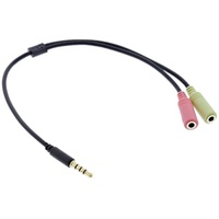 InLine Headset Adapterkabel, 3,5mm Stecker an 2x3,5mm Buchse, schwarz,