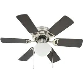 vidaXL 82 cm dekorativer Deckenventilator mit Leuchtmittel dunkelbraun