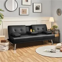 Schlafsofa Couch mit Bettfunktion Bettsofa Klappsofa Gästebett Schwarz