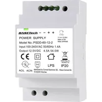 BASETECH PSDD-60-12-2 Hutschienen-Netzteil (DIN-Rail) 12 V 4.5 A 54