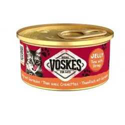 Voskes Jelly Thunfisch mit Garnelen Nassfutter Katze (85 g) 1 Palette (24 x 85 g)