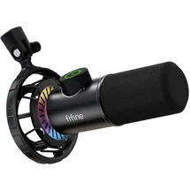 Fifine Mikrofon PC USB C,Gaming Mikrofon PS4 PS5 MAC, Dynamische Microphone mit RGB, 16BIT/48KHZ & 3,5mm Kopfhöreranschluss, Plug-and-Play Nierencharakteristik Microfon, Shock Mount