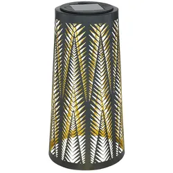 Solarlampe Tisch aussen Solarlicht Tisch für Außen Solar Laterne Balkon schwarz, Säule mit Lichteffekt, goldenes Innere,1x LED warmweiß, H 24,5 cm