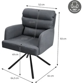ML-Design Esszimmerstühle drehbar 2er Set Anthrazit, Rückenlehne, Auto-Position,