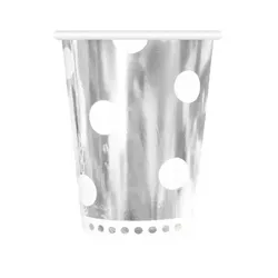 Party Pappbecher 266 ml 6 Stück Dots Silver