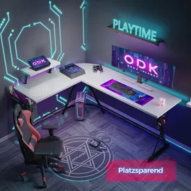 luxuskollektion Gaming Schreibtisch L Form mit Monitorständer Carbon Weiß 167 x 120 cm