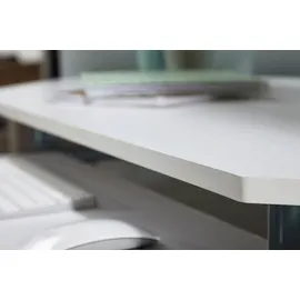 FineBuy Eckschreibtisch Computertisch ROM Weiß mit Ablage PC Schreibtisch