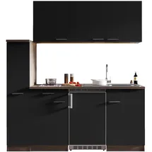 Respekta Küchenzeile Oliver E-Geräte 180 cm mit Glaskeramikkochfeld schwarz/eiche york nachbildung