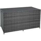 Auflagenbox Poly Rattan 870 Liter xxl Kissenbox Aufbewahrungsbox Anthrazit-Grau