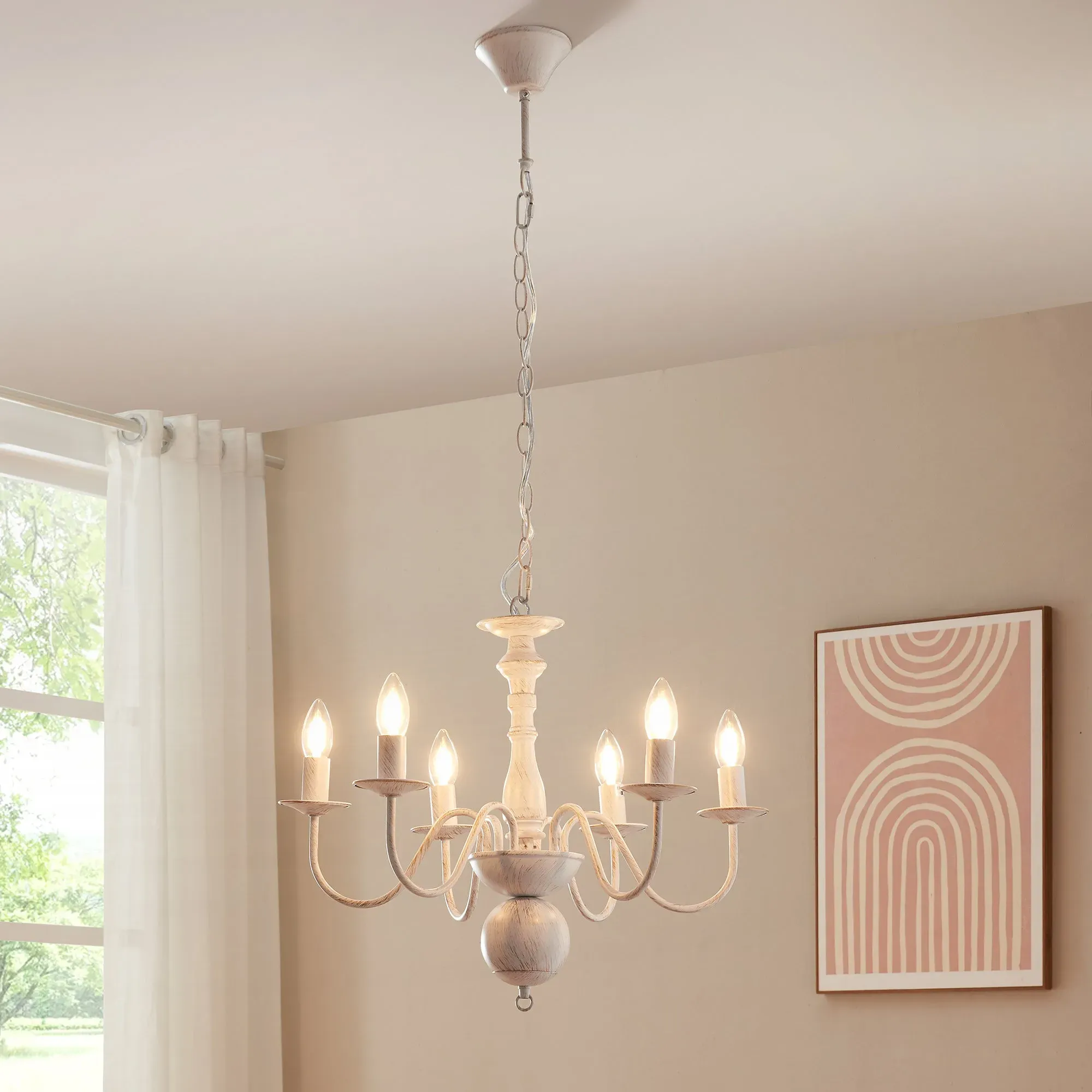 Kronleuchter Berkeley Metall Vintage-Weiß [lux.pro]