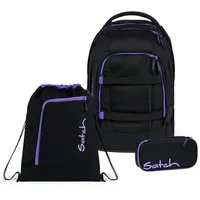 Satch Pack Schulrucksack Set 3tlg. inkl. Schlamperbox und Sportbeutel (Purple Phantom) - Einheitsgröße