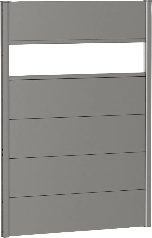 Sichtschutzelement BIOHORT, grau (dunkelgrau, metallic), H:137cm L:96cm, Stahlblech, Zaunelemente, 5 Metall-Paneele, 1 Acrylglas-Paneel und 2 Schienen, LxH: 96x137 cm