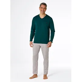 wäschepur Schlafanzug WÄSCHEPUR, Herren, Gr. 48/50, grün (petrol, jade, bedruckt), 100% Baumwolle, Homewear-Sets Schlafanzug