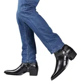 YGMNQAL Klassische Cowboy-Ritterstiefel Herren-Anzugstiefel Markendesigner Stiefel mit seitlichem Reißverschluss Herren Bequeme spitze Schuhe 47 48(Black,43) - 43 EU